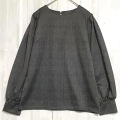 ドレスキップ　ワイドスリーブ チェックチュニック　【美品】　グレー　M