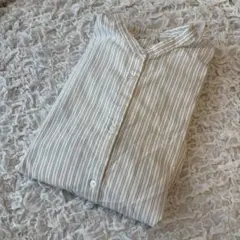 GU 袖フリル　ストライプ　長袖シャツ　ブラウス　　Sサイズ