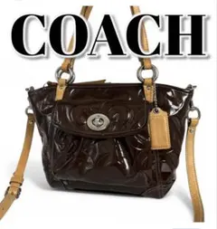 セール★【美品】COACH コーチ エナメル本革 レザー トート