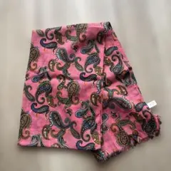 ウール100% ペイズリー柄 ストール ピンク