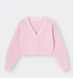 ジーユー　新品　クロップドカーディガン　ピンク　XL