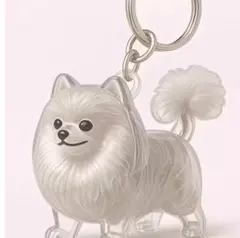 愛犬メモリアルキーホルダー　透明デザイン　毛玉保存　ポメラニアン風　犬好きギフト
