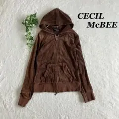 CECIL McBEE✨セシルマクビー ブラウン フード付きパーカー ベロア風