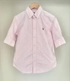 ラルフローレン　シャツ　ワイシャツ　半袖　ストライプ柄シャツ　レディース　ピンク