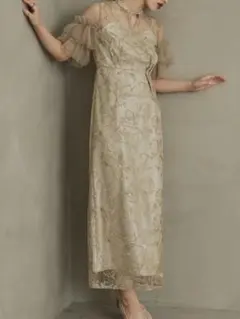 スパンコール刺繍レースドレス