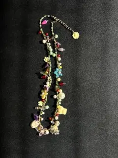 カラフル ビーズチャームネックレス