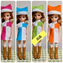 60-3 グリーン・ブロックバイカラー・ハンドメイド・復刻版初代リカちゃんサイズ