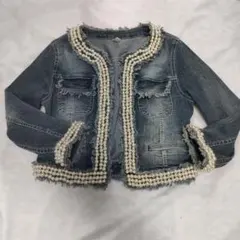 ROYAL PARTY サイズ2 パール装飾デニムジャケット