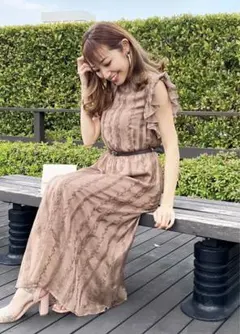 トランテアンソンドゥモード★36サイズ　ベルト付きフリル袖刺繍ワンピース