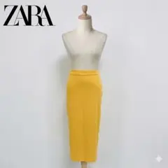 ZARA ザラ リブ タイトスカート ロングスカート イエロー M 春夏