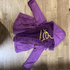 紫色フード付き中綿コート