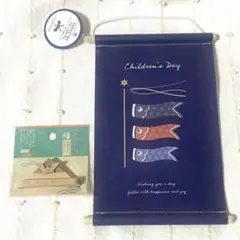 【匿名配送】セリア　こどもの日　木製オブジェ　タペストリー　端午の節句　かぶと