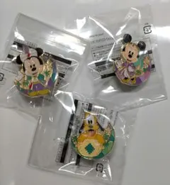 ミッキー・ミニー・プルート ピンバッジ 3個セット