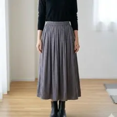 【ユニクロ】チャコールグレー ロングスカート Mサイズ