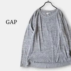 ギャップGAPクルーネック長袖カットソー薄手ニット杢グレー ノームコア シンプル