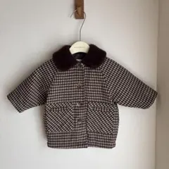 LINDO チェックコート 3(85相当) 着用5回程度