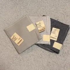 【孔雀王様】【新品・未使用】無印良品 ミニタオル 3枚セット（ガーゼ・ワッフル）