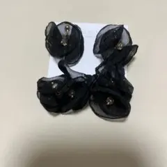 ブラック花モチーフ イヤリング ウエディング