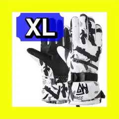 【XL】現品限り スキー手袋 スノーボードグローブ タッチパネル対応 防水 白黒
