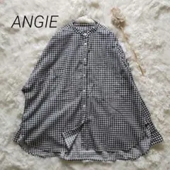 アンジーANGIEコットン100%ギンガムチェックバンドカラーシャツ