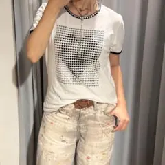 平成00s ViaFaburrica半袖Tシャツリンガーハートy2kフェミニン