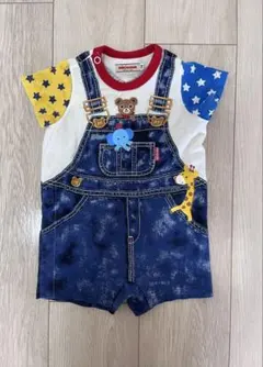 ミキハウス オーバーオール風ロンパース 70