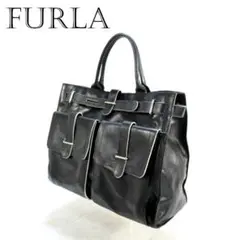 ✨重厚/厚肉/大収納✨ FURLA ダブルポケット ビジネストート A4 自立のサムネイル