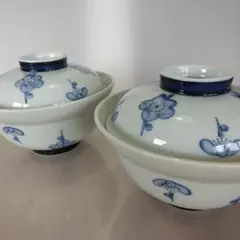 小田陶器　蓋付きどんぶり碗 2客セット 梅柄 磁器のサムネイル
