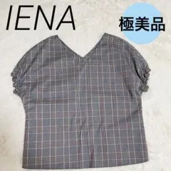 美品✨IENA （イエナ）　ボリュームスリーブチェックブラウス　ボルドー　日本製