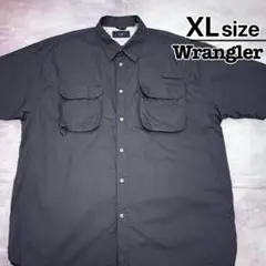 Wrangler　フィッシングシャツ　XL　チャコールグレー　コットン　無地のサムネイル