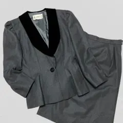 LANCETTI♡ベルベット襟ウール100％スカートセットアップ　38