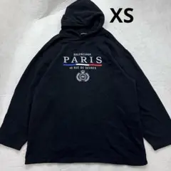 バレンシアガ　2019AW PARIS FLAG 刺繍 ロゴ パーカー　ブラック