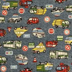 働く車★自動車プリント綿 生地 110cm×50cm 入園入学
