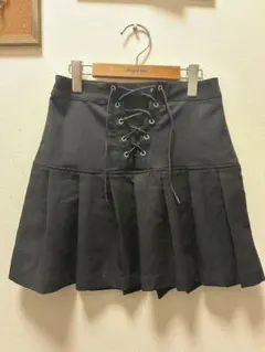 H&M DIVIDED レースアップ プリーツミニスカート ブラック