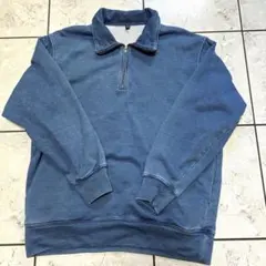 UNIQLOユニクロ インディゴスウェットハーフジッププルオーバーL