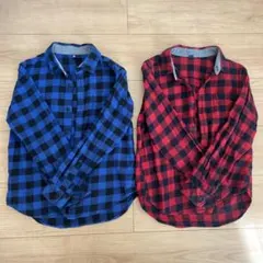 UNIQLO 長袖シャツ 青・赤チェック 130