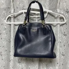 COACH ネイビーレザー ハンドバッグ