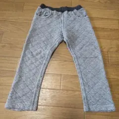 プチバトーキルティングパンツ 黒と白のチェック柄 86cm
