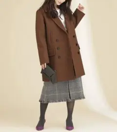 美品 ナノユニバース メルトン ミドル ダブルコート