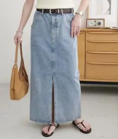 ライトブルー デニム　タイトスカート L