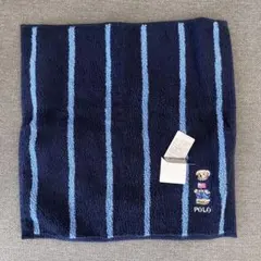 ポロラルフローレン クマ刺繍 ネイビー ストライプ タオルハンカチ