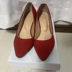 赤のハイヒール パンプス スエード