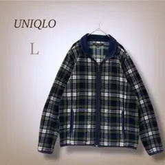 UNIQLO ユニクロ フリースジャケット チェック柄 フルジップ 防寒 L