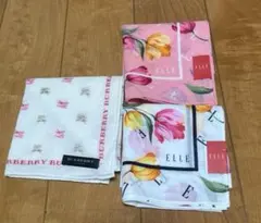 バーバリーハンカチ1枚ELLEハンカチ2枚