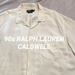 90s ラルフローレン 開襟シャツ caldwell シルクリネン 白 3XL