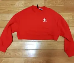 H＆M　マリオ　 ショート丈トレーナー　赤　レディース