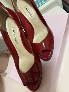 Diana レッド オープントゥ ハイヒール