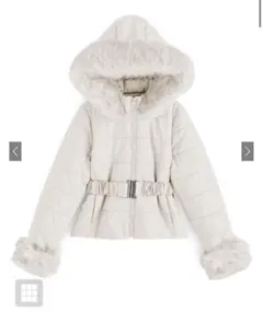 GRL ベルト付きファー中綿ダウンジャケット[kd36] アイボリー