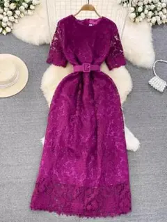 ドレス　ロングワンピース　パーティー　上品　エレガント　夏服　レース