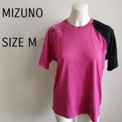 【ミズノ】 桃色　黒　スポーツウェア　 Tシャツ Mサイズ　メッシュ地